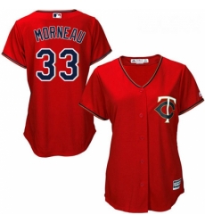 Womens Majestic Minnesota Twins 33 Justin Morneau Authentic Scarlet Alternate Cool Base MLB Jersey