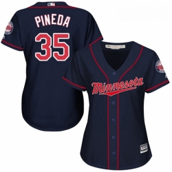 Womens Majestic Minnesota Twins 35 Michael Pineda Authentic Navy Blue Alternate Road Cool Base MLB Jersey 