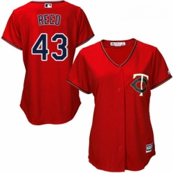 Womens Majestic Minnesota Twins 43 Addison Reed Replica Scarlet Alternate Cool Base MLB Jersey 