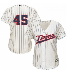 Womens Majestic Minnesota Twins 45 Phil Hughes Authentic Cream Alternate Cool Base MLB Jersey