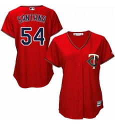 Womens Majestic Minnesota Twins 54 Ervin Santana Replica Scarlet Alternate Cool Base MLB Jersey