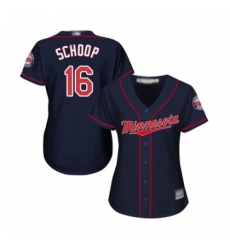 Womens Minnesota Twins 16 Jonathan Schoop Replica Navy Blue Alternate Road Cool Base Baseball Jersey 