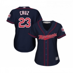 Womens Minnesota Twins 23 Nelson Cruz Replica Navy Blue Alternate Road Cool Base Baseball Jersey 