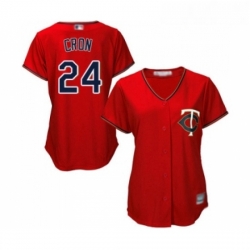 Womens Minnesota Twins 24 C J Cron Replica Scarlet Alternate Cool Base Baseball Jersey 