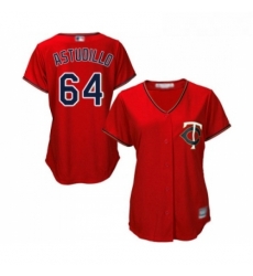 Womens Minnesota Twins 64 Willians Astudillo Replica Scarlet Alternate Cool Base Baseball Jersey 