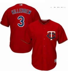 Youth Majestic Minnesota Twins 3 Harmon Killebrew Authentic Scarlet Alternate Cool Base MLB Jersey