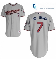 Youth Majestic Minnesota Twins 7 Joe Mauer Authentic Grey Road Cool Base MLB Jersey