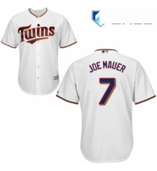 Youth Majestic Minnesota Twins 7 Joe Mauer Authentic White Home Cool Base MLB Jersey