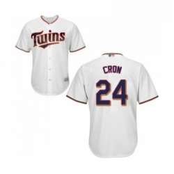 Youth Minnesota Twins 24 C J Cron Replica White Home Cool Base Baseball Jersey 