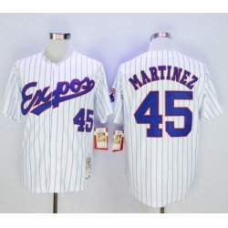 Montreal Expos 45 Pedro Martinez Baseball Stitched Jersey White Retro