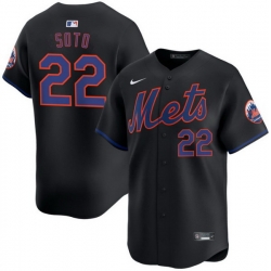 Men New York Mets 22 Juan Soto Black 2024 Alternate Limited Stitched Baseball Jersey