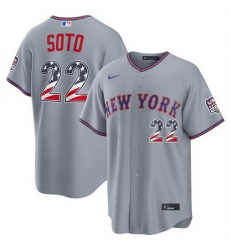 Men New York Mets  22 Juan Soto Grey USA 250 Fourth of July Home Stitched Baseball Jersey