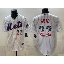 Men New York Mets  22 Juan Soto White USA 250 Fourth of July Home Stitched Baseball Jersey