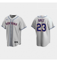 Men New York Mets 23 Javier Baez Men Nike Gray Road MLB Jersey