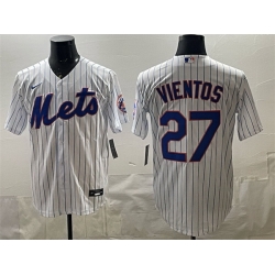 Men New York Mets 27 Mark Vientos White Cool Base Stitched Baseball Jersey