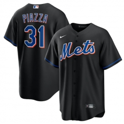 Men New York Mets 31 Mike Piazza 2022 Black Cool Base Stitched Baseball Jersey