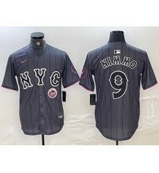 Men New York Mets 9 Brandon Nimmo Graphite 2024 City Connect Limited Stitched Baseball Jersey X