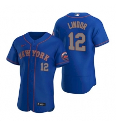 Men Nike New York Mets Francisco Lindor Blue Flex Base Stitched Jersey II