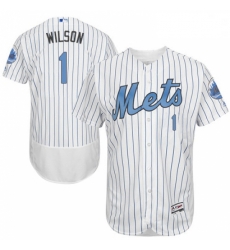 Mens Majestic New York Mets 1 Mookie Wilson Authentic White 2016 Fathers Day Fashion Flex Base MLB Jersey