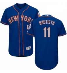 Mens Majestic New York Mets 11 Jose Bautista RoyalGray Alternate Flex Base Authentic Collection MLB Jersey 