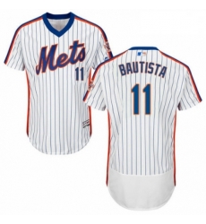 Mens Majestic New York Mets 11 Jose Bautista White Alternate Flex Base Authentic Collection MLB Jersey