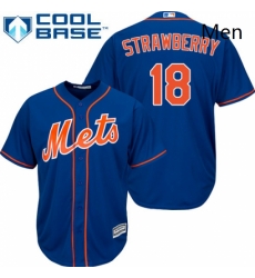 Mens Majestic New York Mets 18 Darryl Strawberry Replica Royal Blue Alternate Home Cool Base MLB Jersey