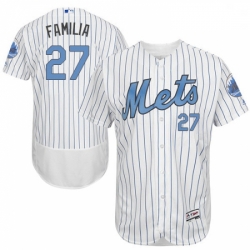 Mens Majestic New York Mets 27 Jeurys Familia Authentic White 2016 Fathers Day Fashion Flex Base MLB Jersey