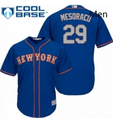 Mens Majestic New York Mets 29 Devin Mesoraco Replica Royal Blue Alternate Road Cool Base MLB Jersey 