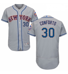 Mens Majestic New York Mets 30 Michael Conforto Grey Road Flex Base Authentic Collection MLB Jersey