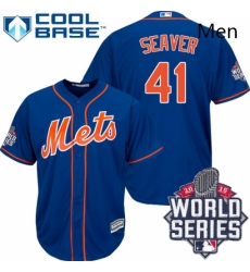 Mens Majestic New York Mets 41 Tom Seaver Replica Royal Blue Alternate Home Cool Base 2015 World Series MLB Jersey