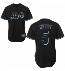 Mens Majestic New York Mets 5 David Wright Replica Black Fashion MLB Jersey