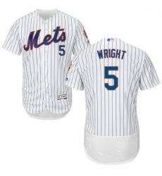 Mens Majestic New York Mets 5 David Wright White Home Flex Base Authentic Collection MLB Jersey