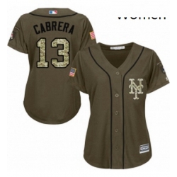 Womens Majestic New York Mets 13 Asdrubal Cabrera Authentic Green Salute to Service MLB Jersey