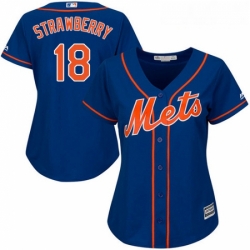 Womens Majestic New York Mets 18 Darryl Strawberry Authentic Royal Blue Alternate Home Cool Base MLB Jersey