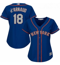 Womens Majestic New York Mets 18 Travis dArnaud Replica Royal Blue Alternate Road Cool Base MLB Jersey