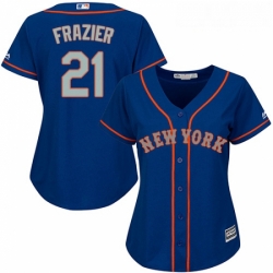 Womens Majestic New York Mets 21 Todd Frazier Authentic Royal Blue Alternate Road Cool Base MLB Jersey 