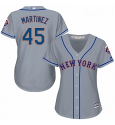 Womens Majestic New York Mets 45 Pedro Martinez Authentic Grey Road Cool Base MLB Jersey 