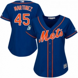 Womens Majestic New York Mets 45 Pedro Martinez Authentic Royal Blue Alternate Home Cool Base MLB Jersey 