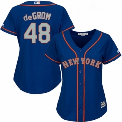 Womens Majestic New York Mets 48 Jacob deGrom Authentic BlueGrey NO MLB Jersey