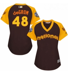 Womens Majestic New York Mets 48 Jacob deGrom Authentic Brown 2016 All Star National League BP Cool Base MLB Jersey