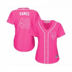 Womens New York Mets 40 Wilson Ramos Authentic Pink Fashion Cool Base Baseball Jersey 