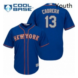 Youth Majestic New York Mets 13 Asdrubal Cabrera Replica Royal Blue Alternate Road Cool Base MLB Jersey Youth Majestic New York Mets 13 Asdrubal Cabrera Replica Royal Blue Alternate Road Cool Base MLB Jersey