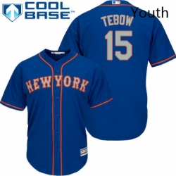 Youth Majestic New York Mets 15 Tim Tebow Replica Royal Blue Alternate Road Cool Base MLB Jersey Youth Majestic New York Mets 15 Tim Tebow Replica Royal Blue Alternate Road Cool Base MLB Jersey