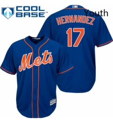 Youth Majestic New York Mets 17 Keith Hernandez Authentic Royal Blue Alternate Home Cool Base MLB Jersey