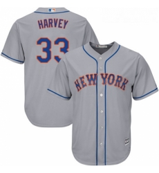 Youth Majestic New York Mets 33 Matt Harvey Authentic Grey Road Cool Base MLB Jersey