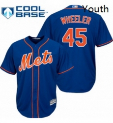 Youth Majestic New York Mets 45 Zack Wheeler Replica Royal Blue Alternate Home Cool Base MLB Jersey