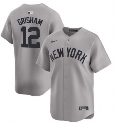 Men New York Yankees 12 Trent Grisham Gray 2024 Away Limited Cool Base Stitched Baseball Jersey