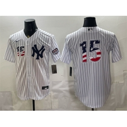 Men New York Yankees  15 Thurman Munson White 2026 USA 250 Fourth of July Home Stadium Stitched Baseball Jersey