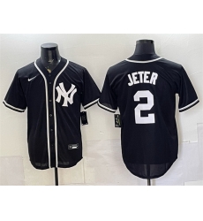 Men New York Yankees  2 Derek Jeter 2026 Fashion Replica Black Out Stitched Baseball Jersey