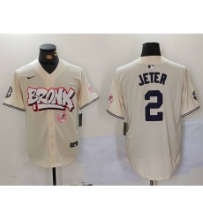 Men New York Yankees 2 Derek Jeter Cream The Bronx Graffiti V2 Vapor Limited Stitched Baseball Jersey 5